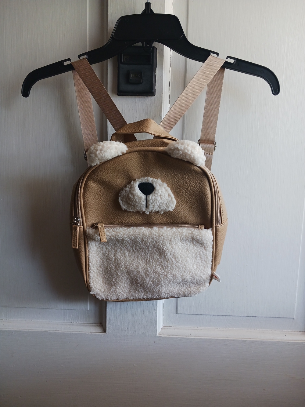 Cat & Jack Tan and Cream Teddy Bear Kids Backpack Like New Condition